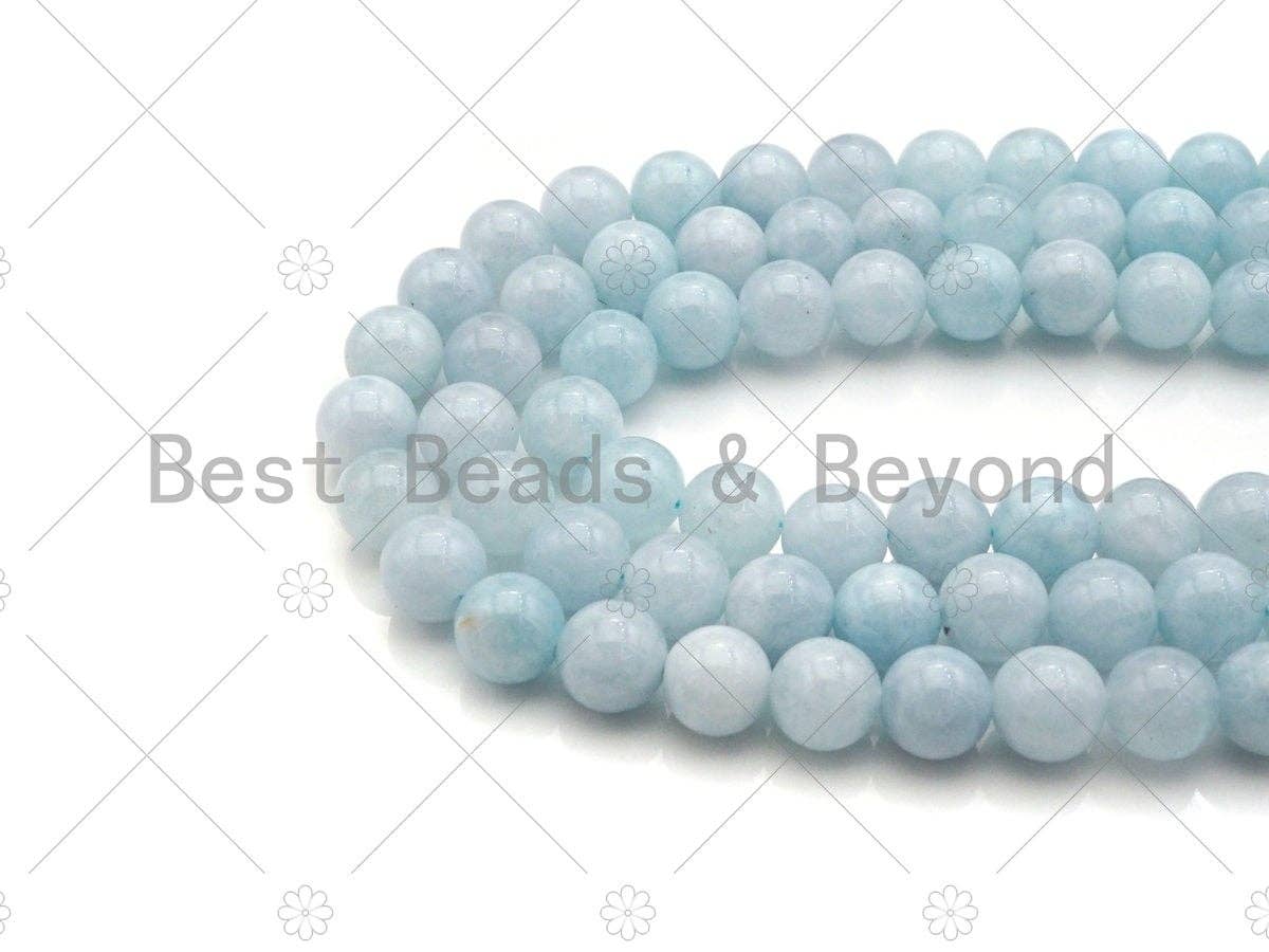 Natrual Apatite/Pale Blue Jade, 6mm/8mm/10mm Round Smooth Jade, Dyed Jade, 15.5'' Full Strand, Sku#U1001