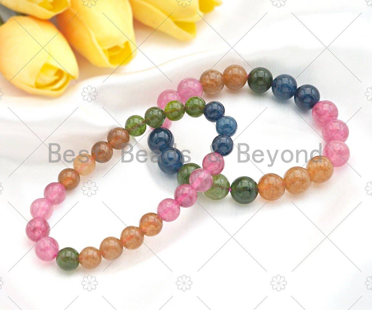 Natural Watermelon Quartz Stretchy Bracelet