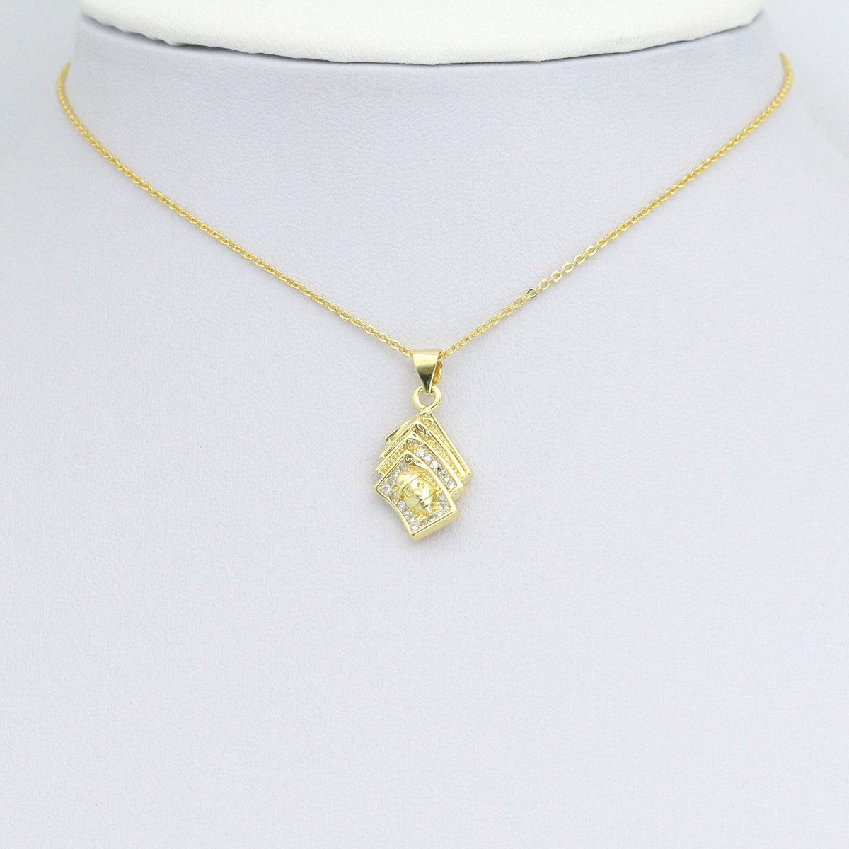 Clear CZ Gold FACE Book  Charm Pendant, Sku#LK1203