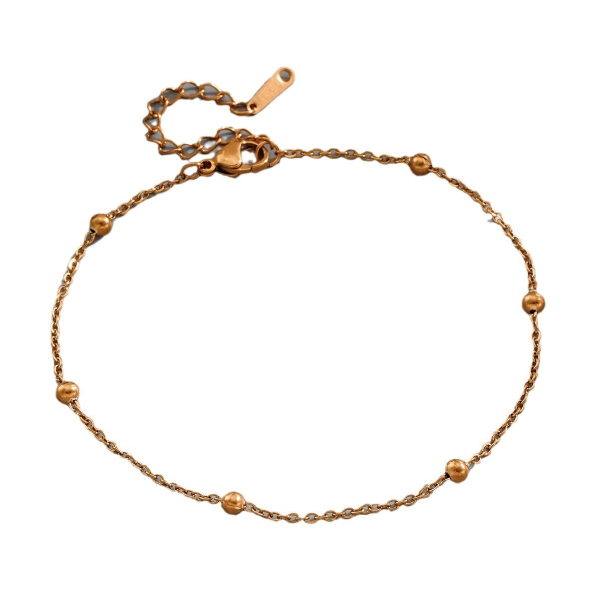 Light luxury bead necklace, rhinestone, curved hollow heart anklet