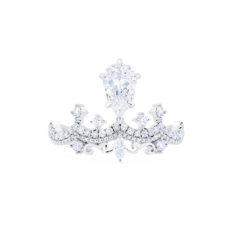 Vintage Crown Design Pear Cut Simulated Moissanite Engagement Ring