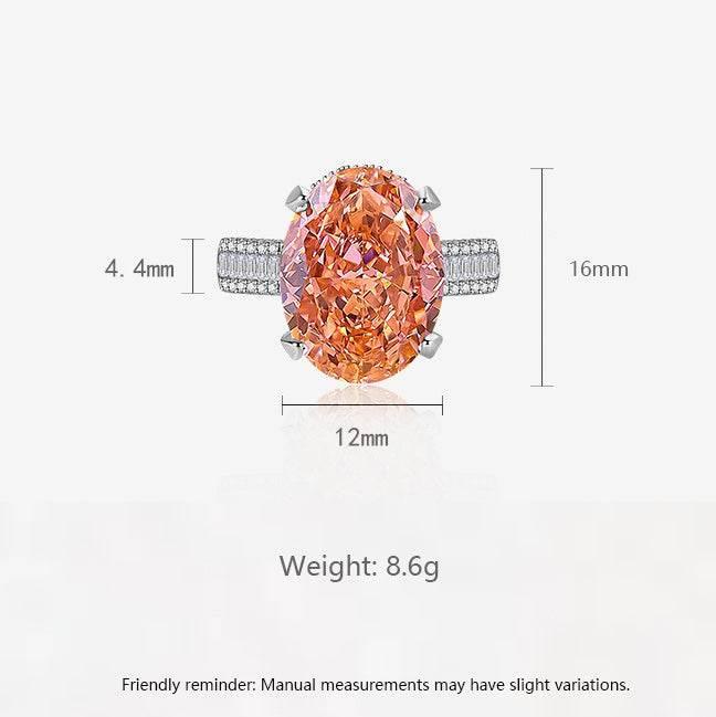 Multicolor Ice Flower Cut Oval CZ Adjustable Ring, Triple Pave Band, 12*16mm 5A Cubic Zirconia, 4 Color Options, Dainty Luxe