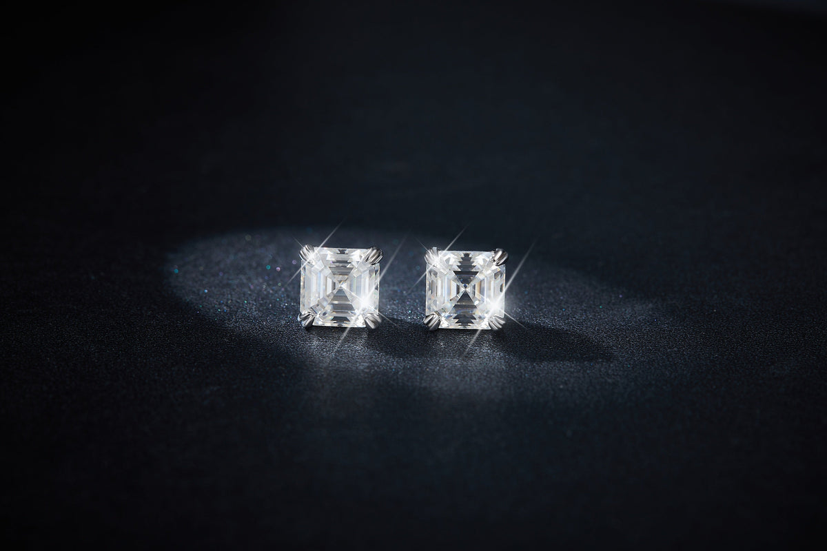 S925 Sterling Silver 6x8mm Emerald Cut Moissanite Stud Earrings  Octagon Solitaire With GRA Certificate Platinum Plated Jewelry Gift Box Set For Women & Men