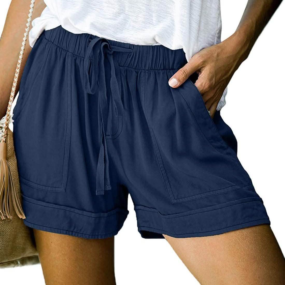 Elapsy Womens Casual Drawstring Elastic Waist Summer Shorts with Pockets