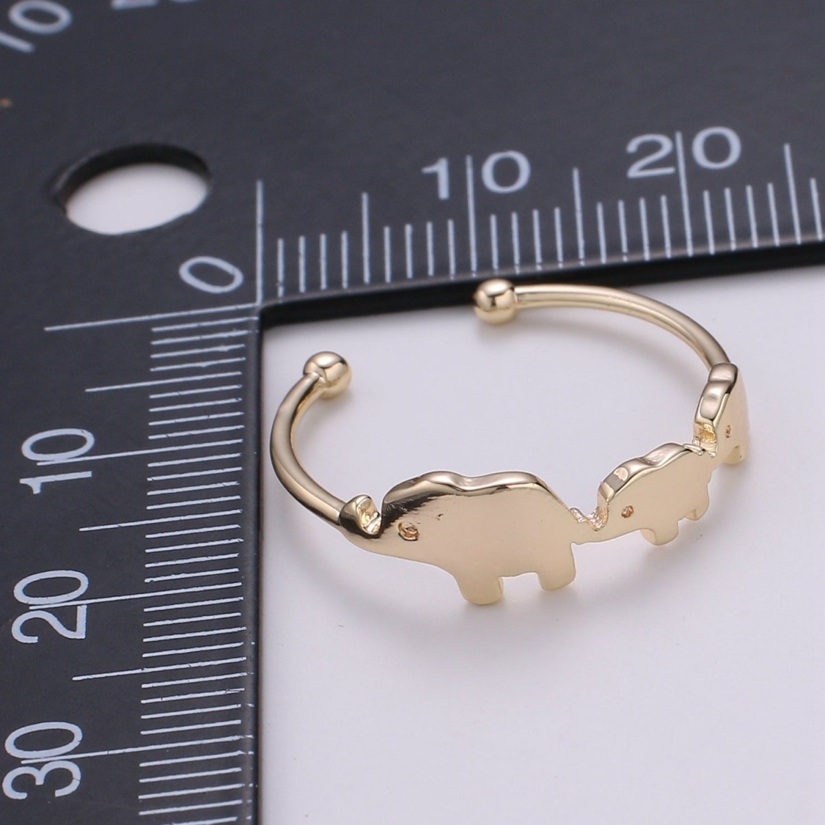 Elephant Family 18k Gold Ring, Adjustable Gold Curb Ring, Simple Elephant Ring, The Bond RingR-259