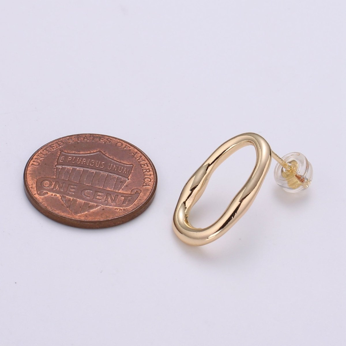 Ellips Design 18K Gold Stud Earring, Rose Gold Round for DIY Earring Craft Supply Jewelry Making Q-454