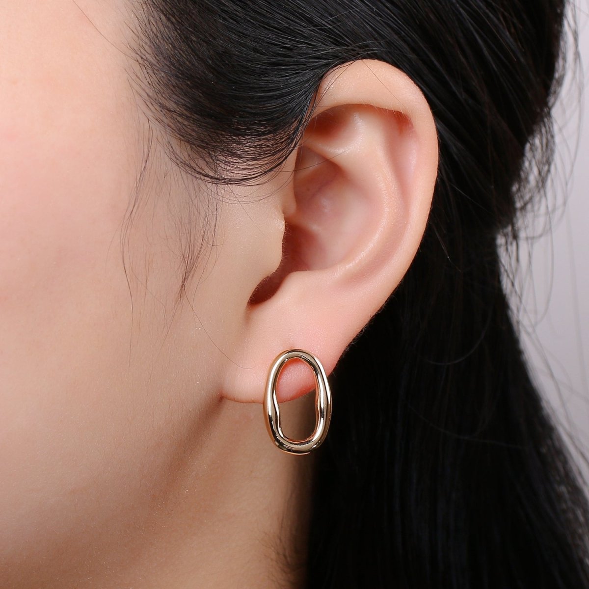Ellips Design 18K Gold Stud Earring, Rose Gold Round for DIY Earring Craft Supply Jewelry Making Q-454