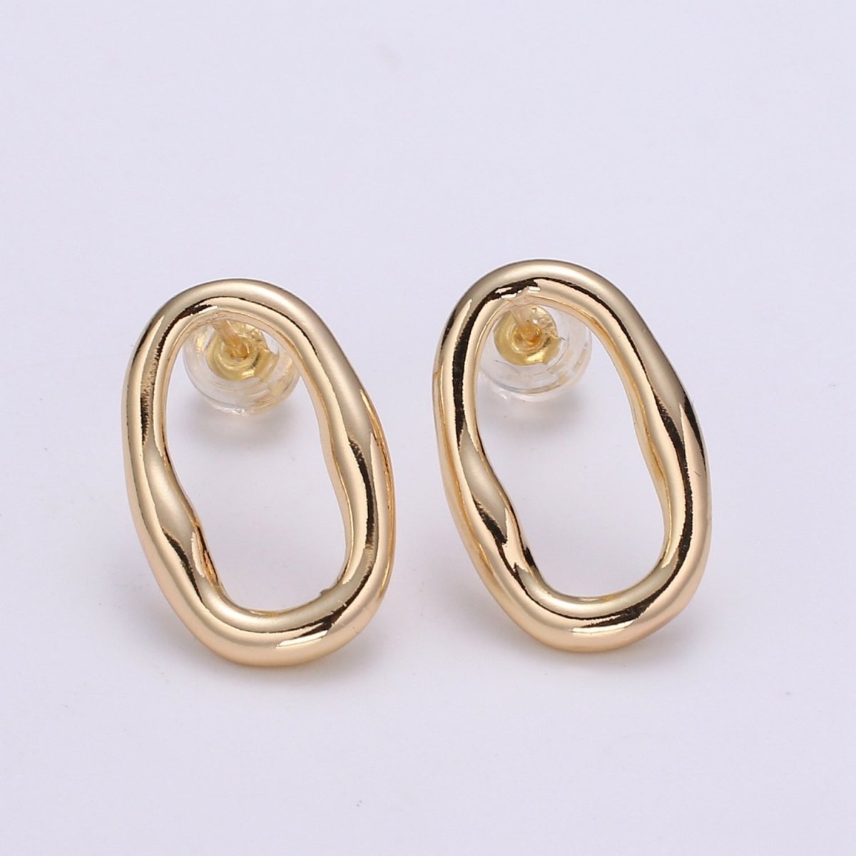 Ellips Design 18K Gold Stud Earring, Rose Gold Round for DIY Earring Craft Supply Jewelry Making Q-454