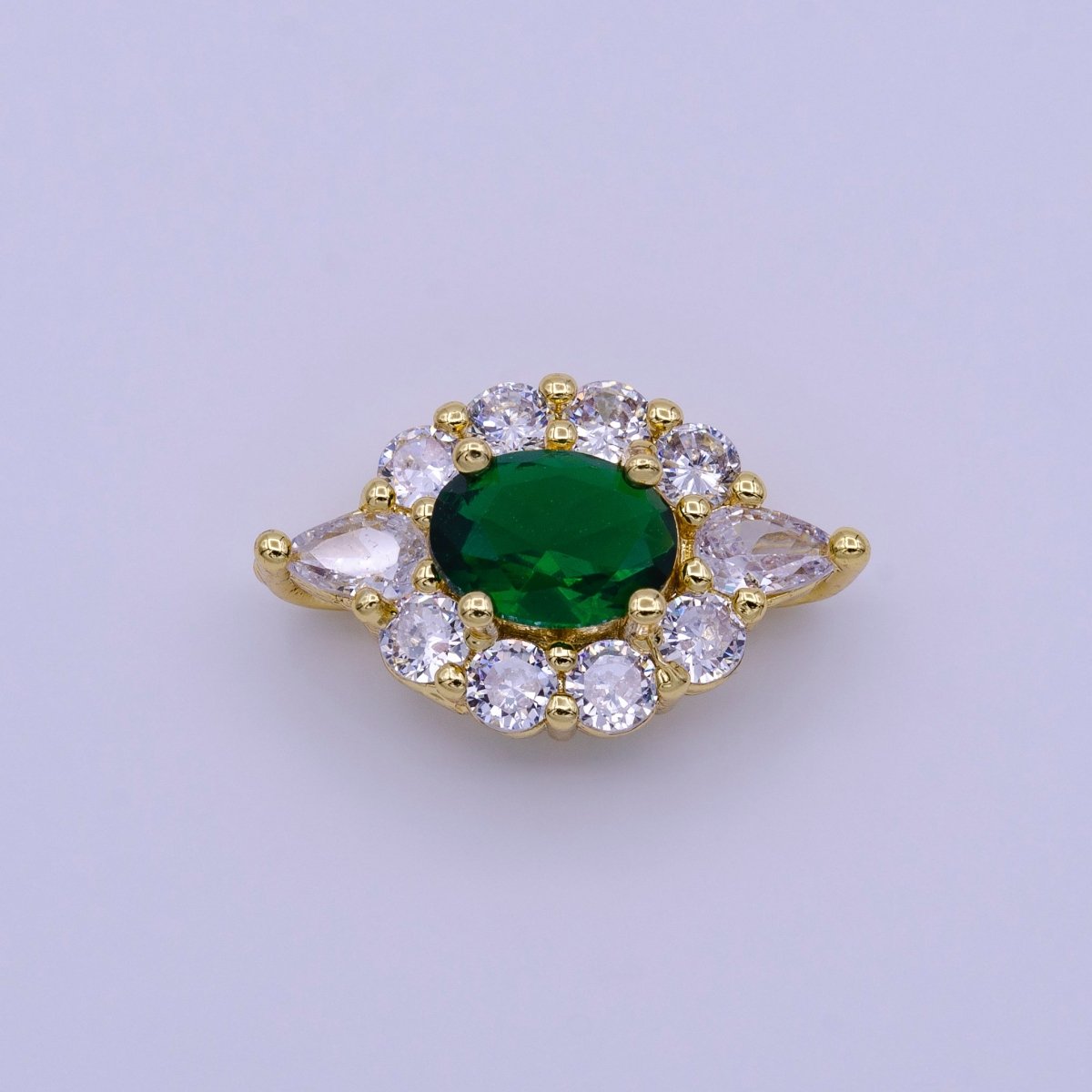Emerald Green Evil Eye Bead CZ Gold Beads Evil eye Beads Spacer Micro Pave Beads Charm for Bracelet Necklace Supply 12x20mm Y-890