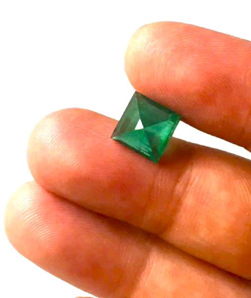 Emerald Square Cut 8mm Cloudy Pakistan Swat Gem 2 Carat Stone