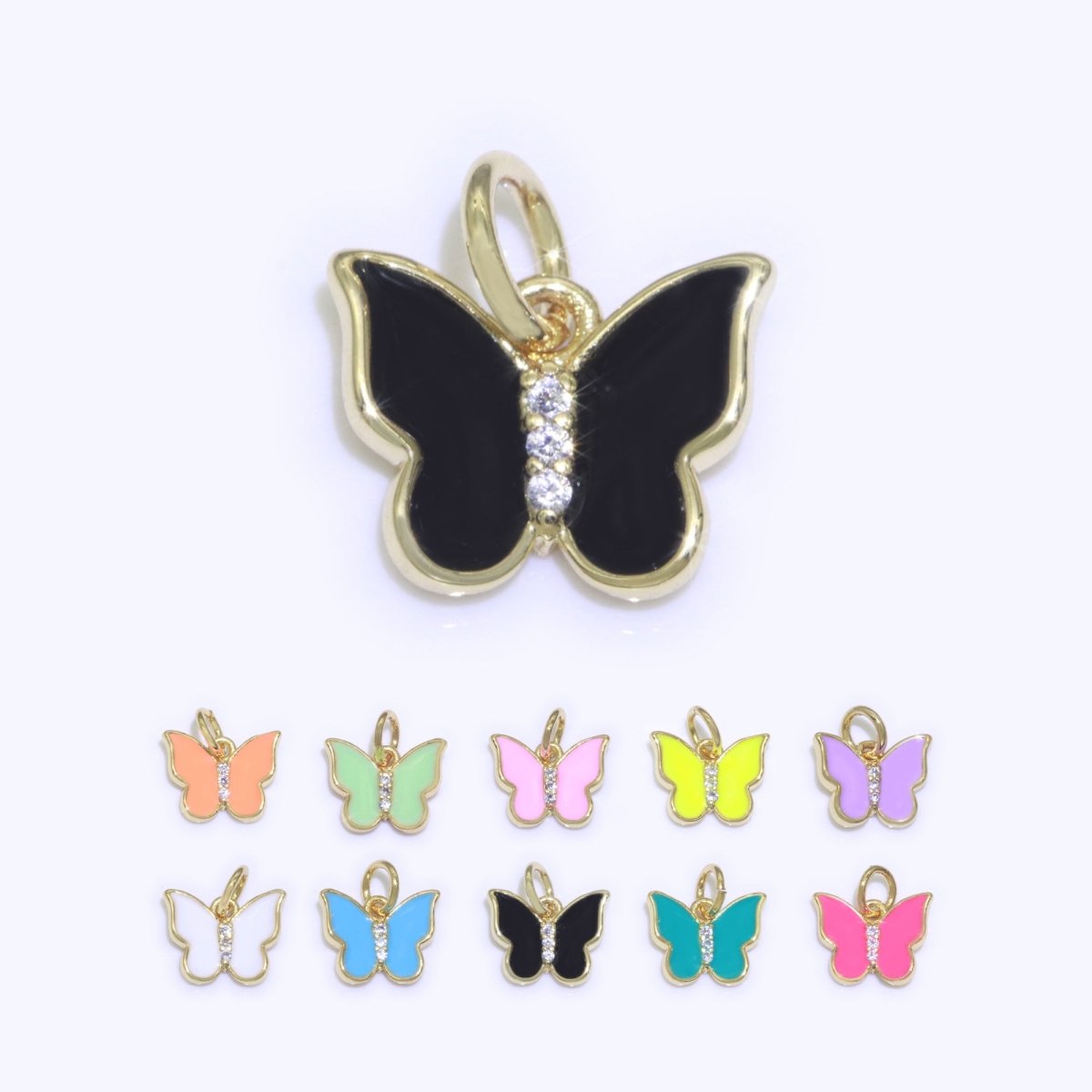 Enamel Color Butterfly Charm, Dainty Gold Monarch Charm for Necklace, Bracelet, Earring Charm Mariposa Jewelry Making M-450 - M-459