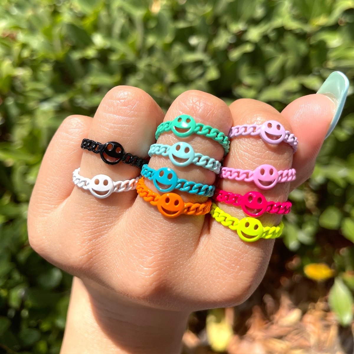 Enamel Smiley Face Open Adjustable Stacking Ring Y2K Neon Colorful Ring Unisex Jewelry