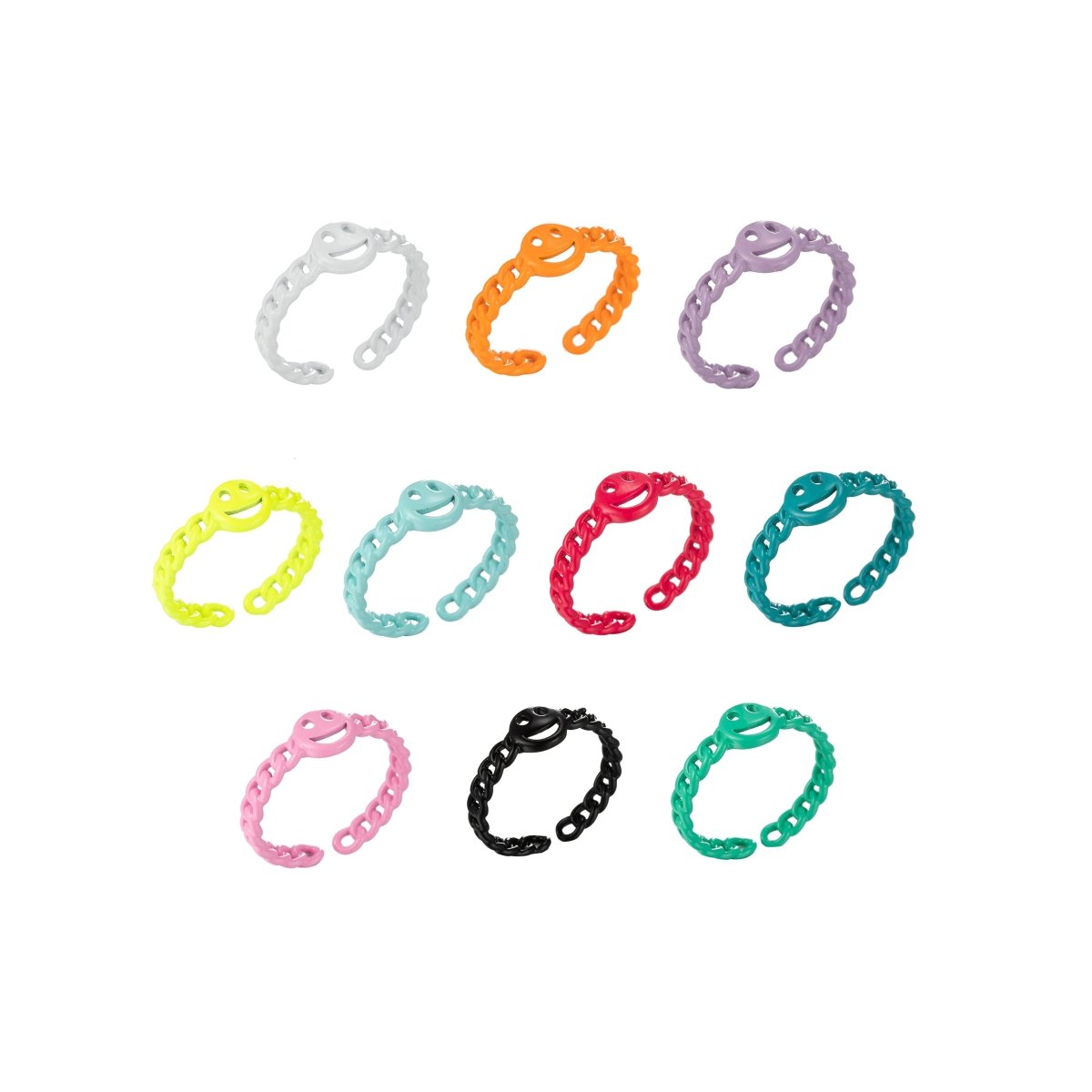 Enamel Smiley Face Open Adjustable Stacking Ring Y2K Neon Colorful Ring Unisex Jewelry