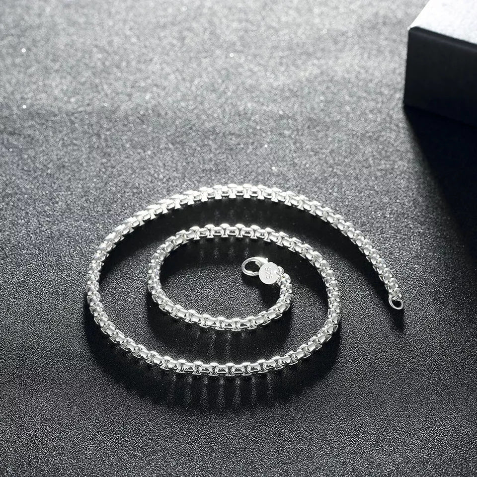 Silver-Plated Square Clasp Side-Chain Punk Hip-Hop Rock Necklace