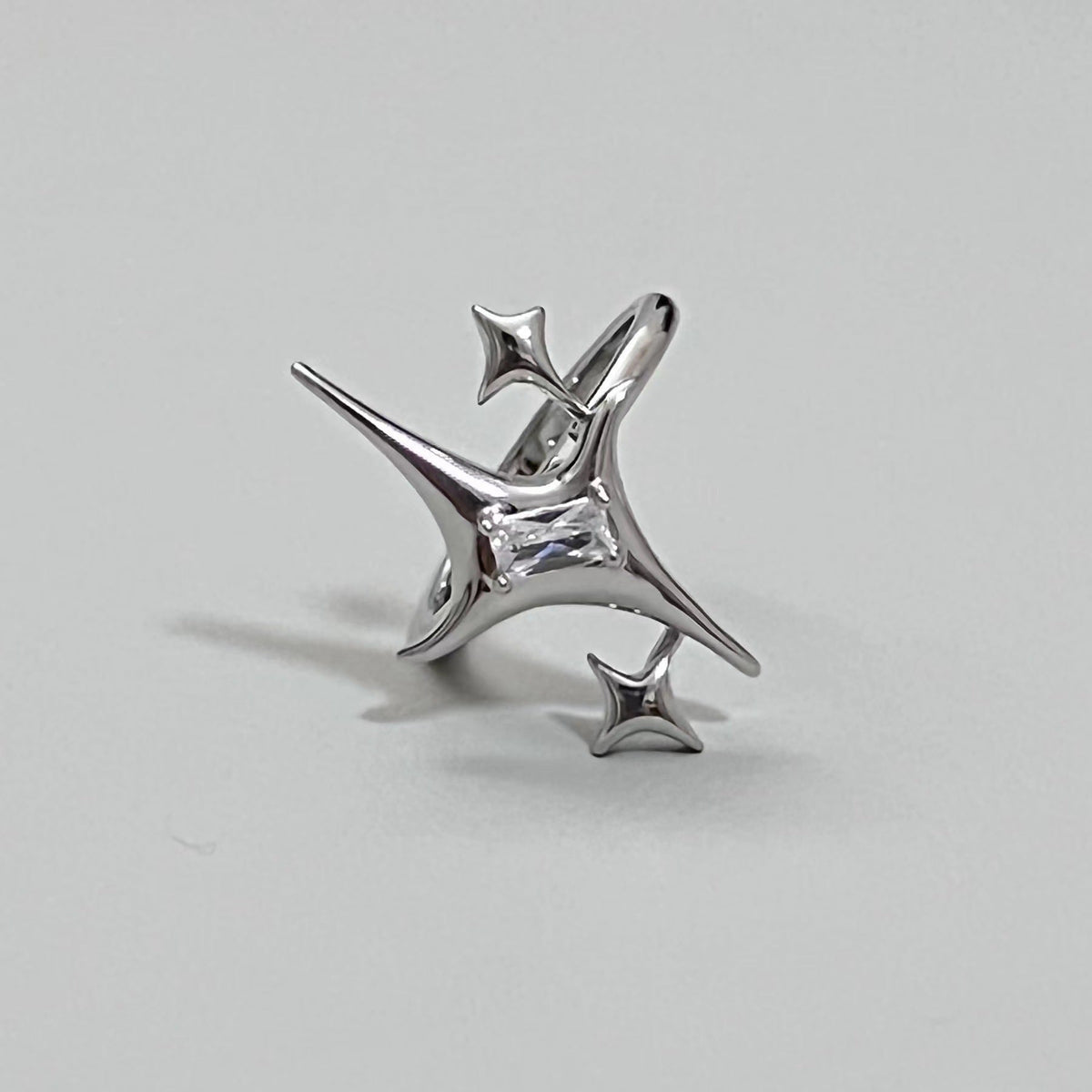 Niche Design Star Couple Rings, Korean INS Style, Zircon Inlaid Letter Texture Ring, Fashion Personality Ring For Men