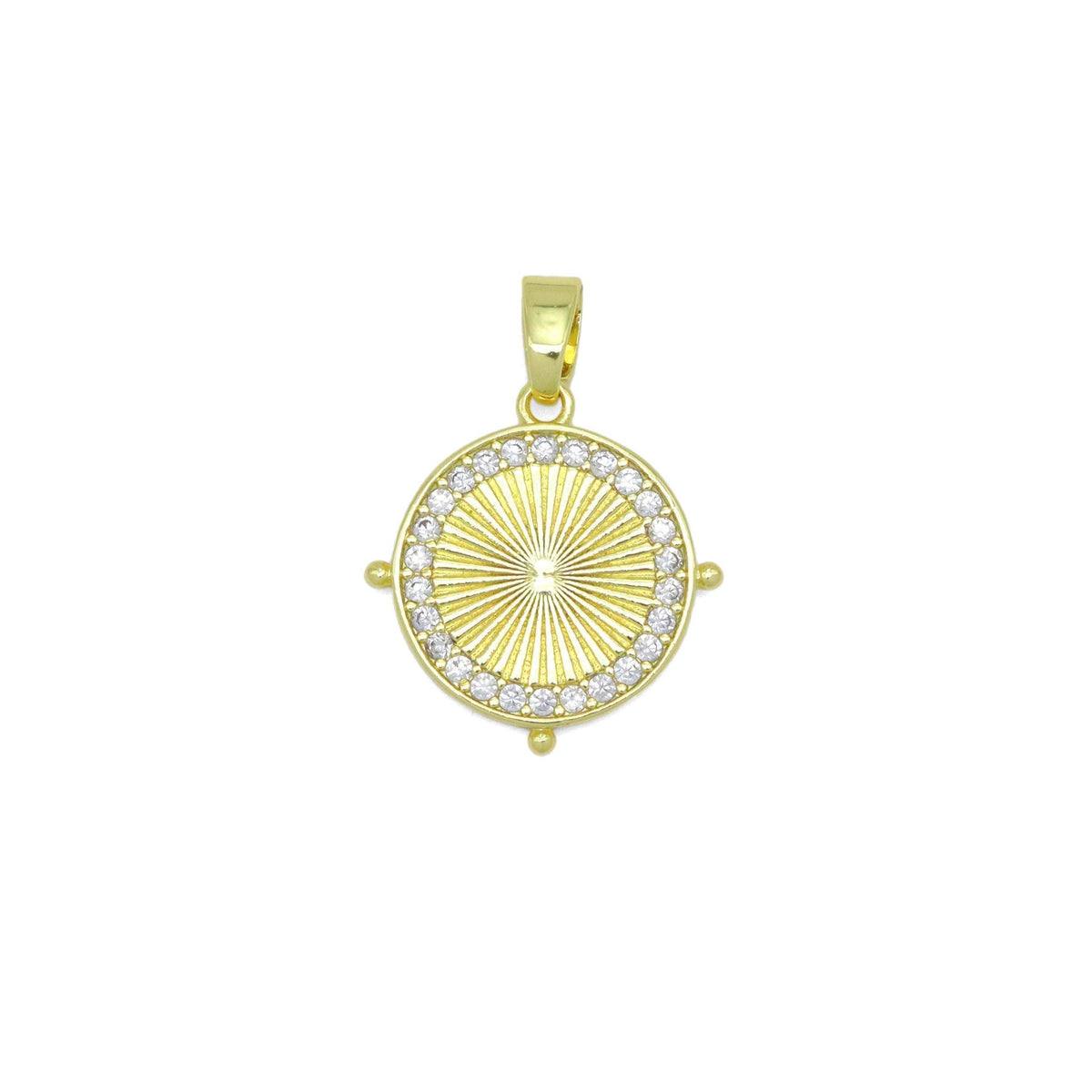 Clear CZ around radical line Round Coin Charm Pendant, Sku#LX765