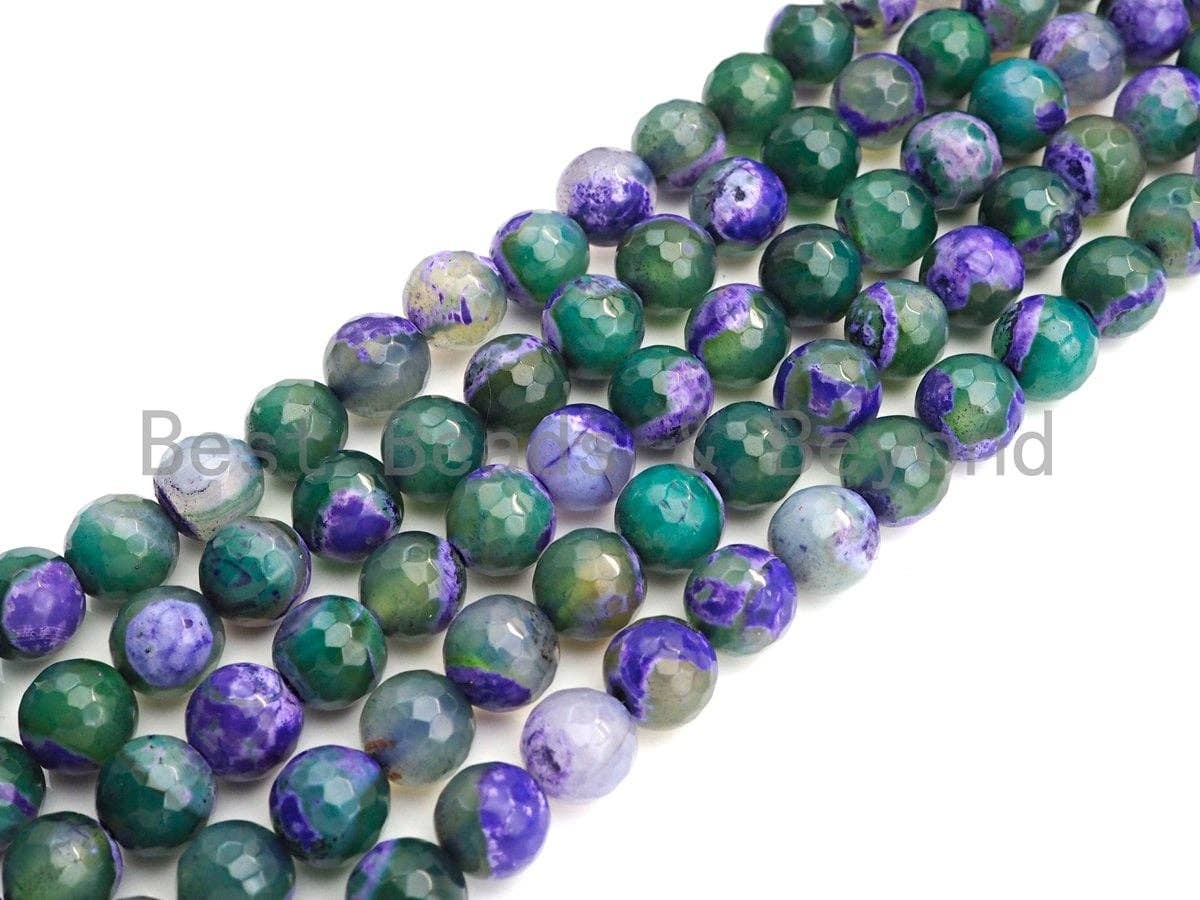 Natural Green Purple Fire Agate Beads, 6mm/8mm/10mm Round Faceted Fire Agate Beads, 15.5" Full Strand, Sku#UA71
