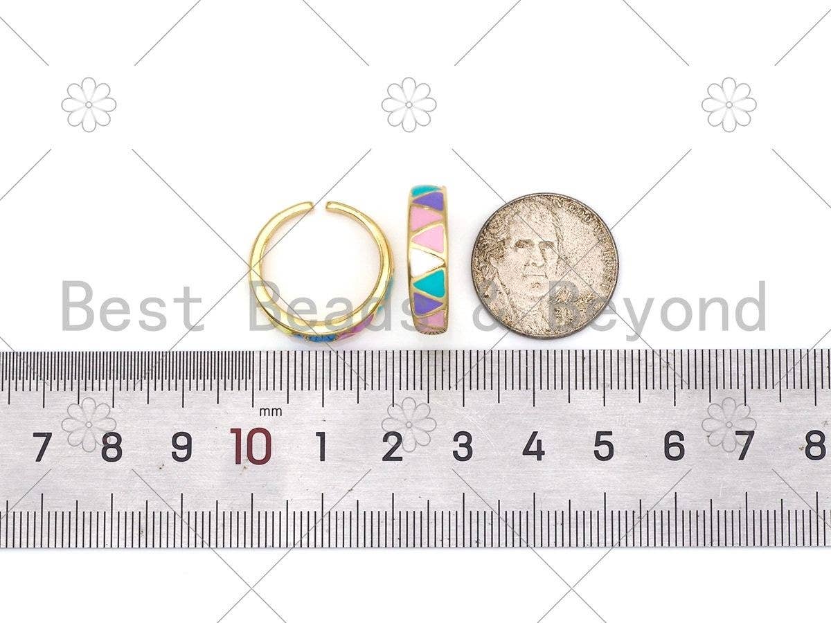 Colorful Triangle Enamel Adjustable Ring, Sku#C126