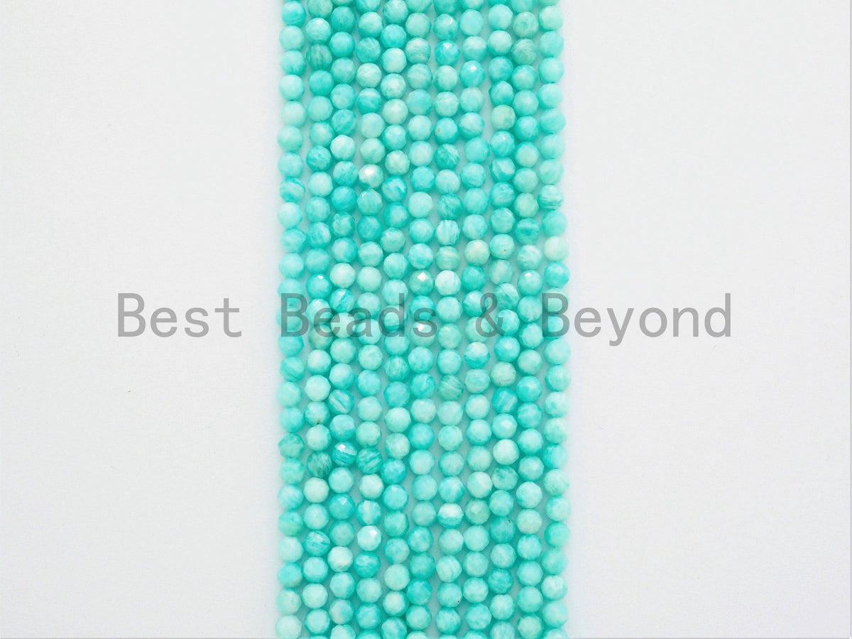 2x3mm/4mm High Quality Natural Amazonite beads, Rondelle/Round Faceted Gemstone Beads, 15-16inch strand, SKU#U367