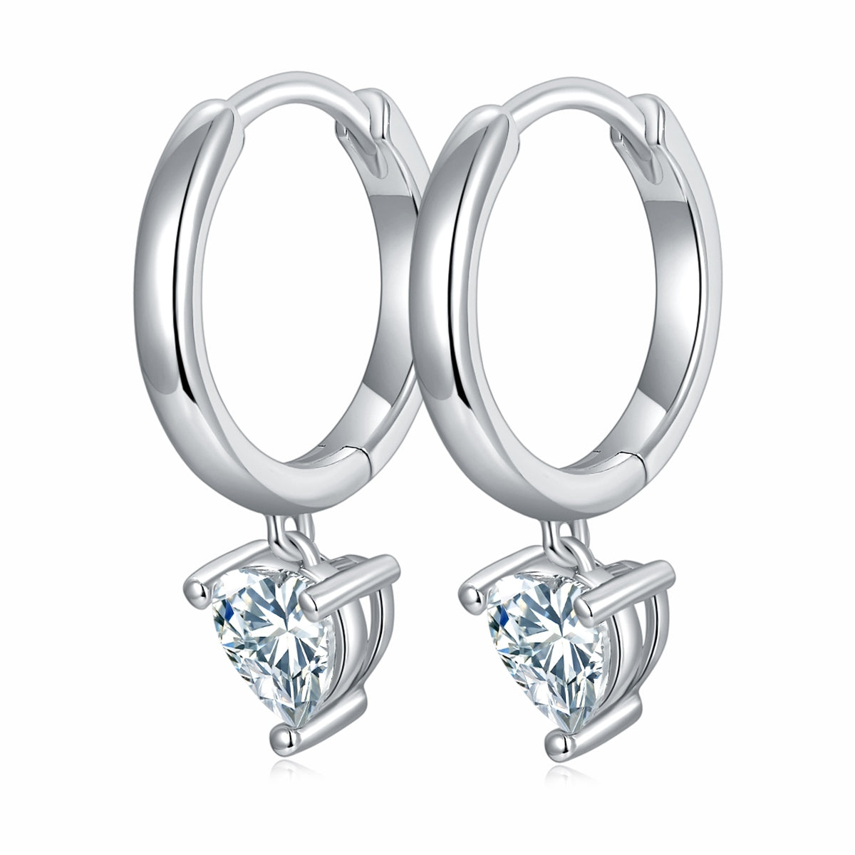 S925 Sterling Silver 5x5mm Heart Shaped Moissanite Hoop Earrings  Platinum Plated Dangle Earrings With GRA Certificate Romantic Jewelry Gift Box Set For Women