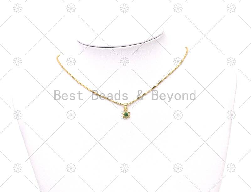 Green Gemstone David Star Charm, Sku#L644