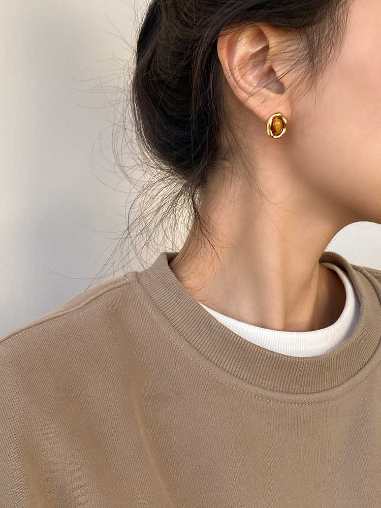 Caramel Chestnut 925 Sterling Silver Maillard Reaction Geometric Earrings