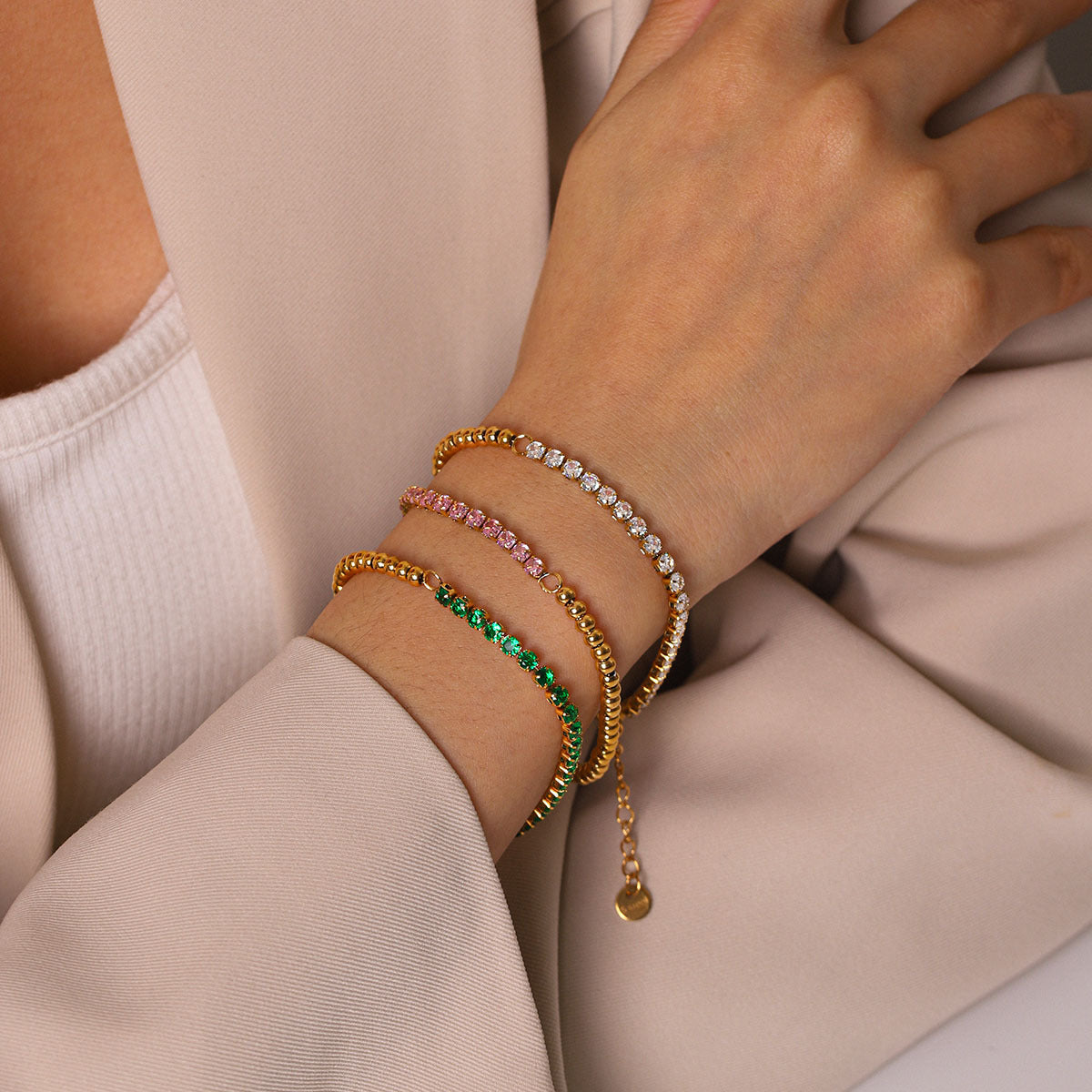 18k Gold-colored Stainless Steel Zircon Bracelet That Wont Fade