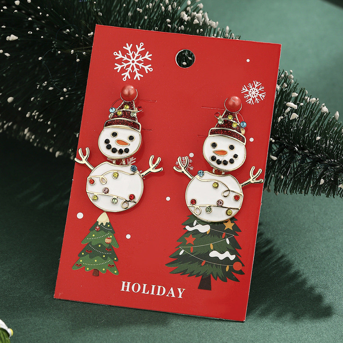 European And American Cross-Border Hot Selling New Christmas Pendant Earrings Cartoon Diamond Alloy Material Christmas Earrings Series Wholesale