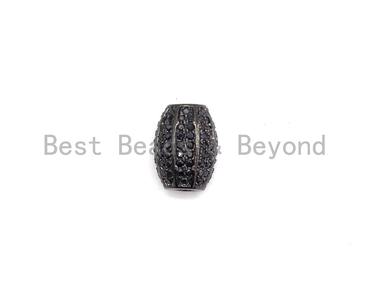 Black CZ Pave On Black Micro Pave Oval Spacer Beads Crystal for Bracelet/Necklace, Cubic Zirconia Beads, 10x13mm, sku#G414