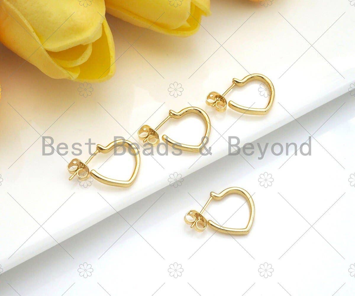 Gold Heart Stud Earrings, Sku#LD63
