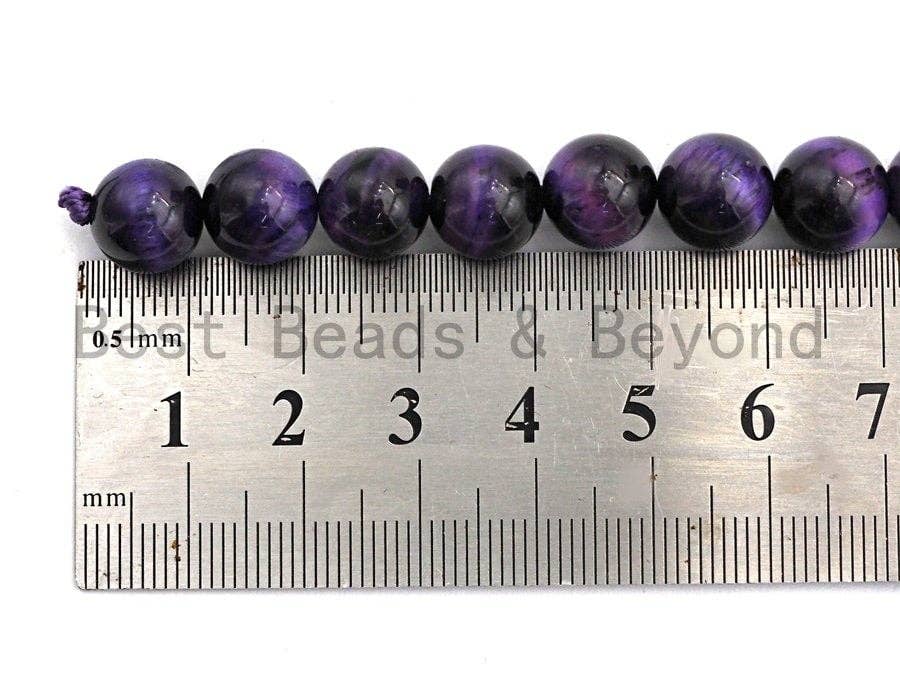 Quality Natural Purple Tiger Eye Round Beads, 4mm/6mm/8mm/10mm/12mm/14mm, Purple Tiger Eye Gemstone Beads, 15.5'' strand, SKU#U66