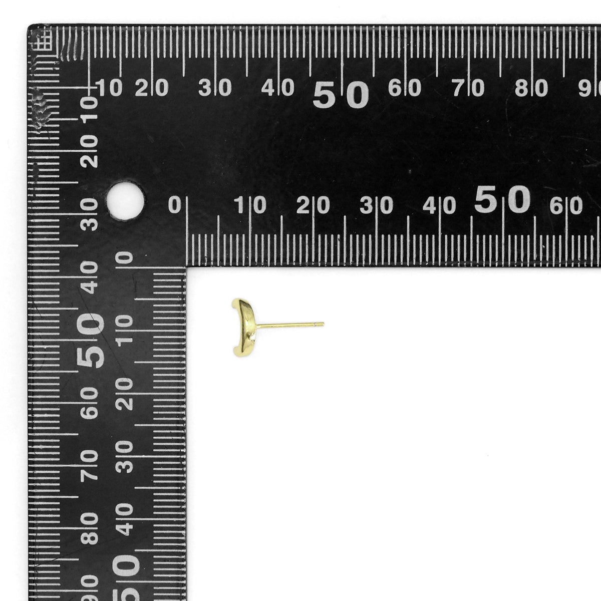 Plain Gold Cresent Moon Stud Earrings, Sku#LK897
