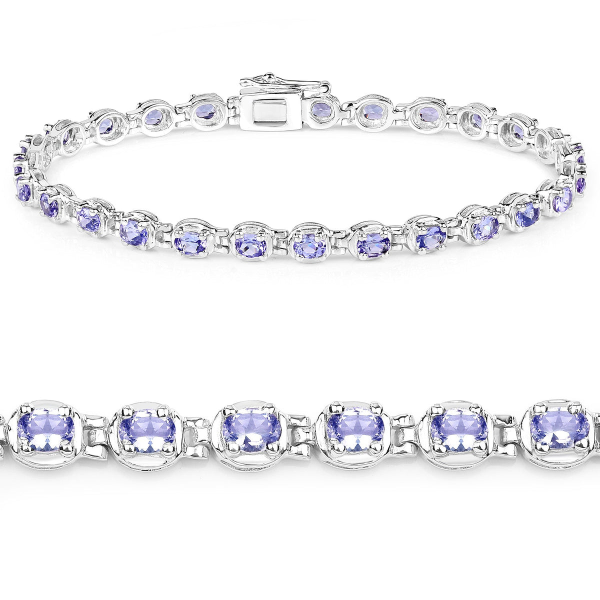 4.59 Carat Genuine Tanzanite .925 Sterling Silver Bracelet