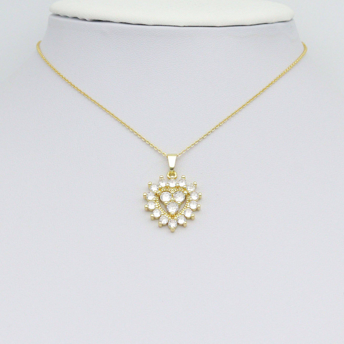 Clear CZ Diamond Around Heart Charm Pendant, Sku#LK1075