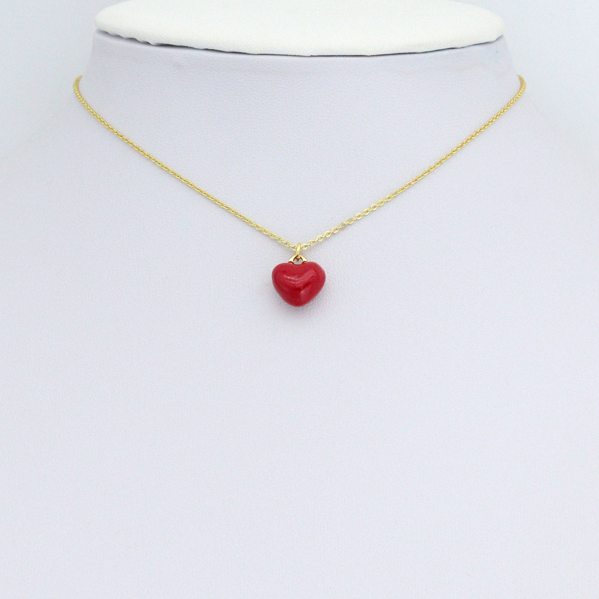 Red Enamel Puffy Heart Charm Pendant,Sku#LD711