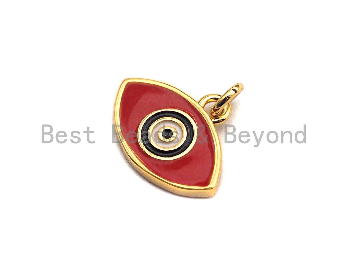 Enamel Evil Eye Charm, Red Blue White eye pendant, Enamel eye charm, Protection eye charm, 11x14mm,sku#F939