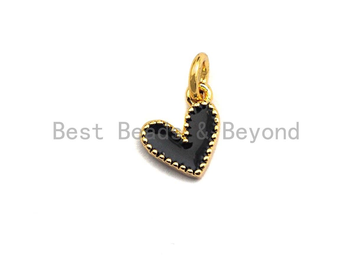 Gold Silver Cute Enamel heart charm, SKU#Z410