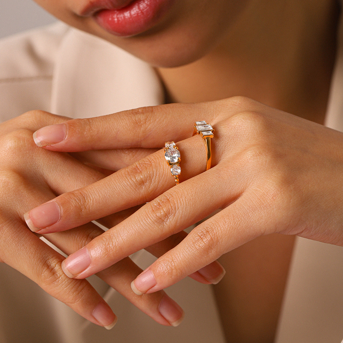 High-end Zircon Titanium Steel Ring
