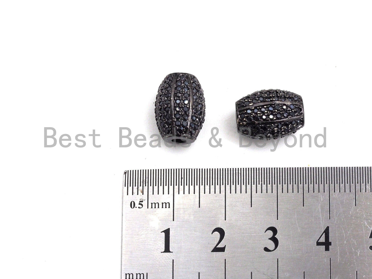 Black CZ Pave On Black Micro Pave Oval Spacer Beads Crystal for Bracelet/Necklace, Cubic Zirconia Beads, 10x13mm, sku#G414