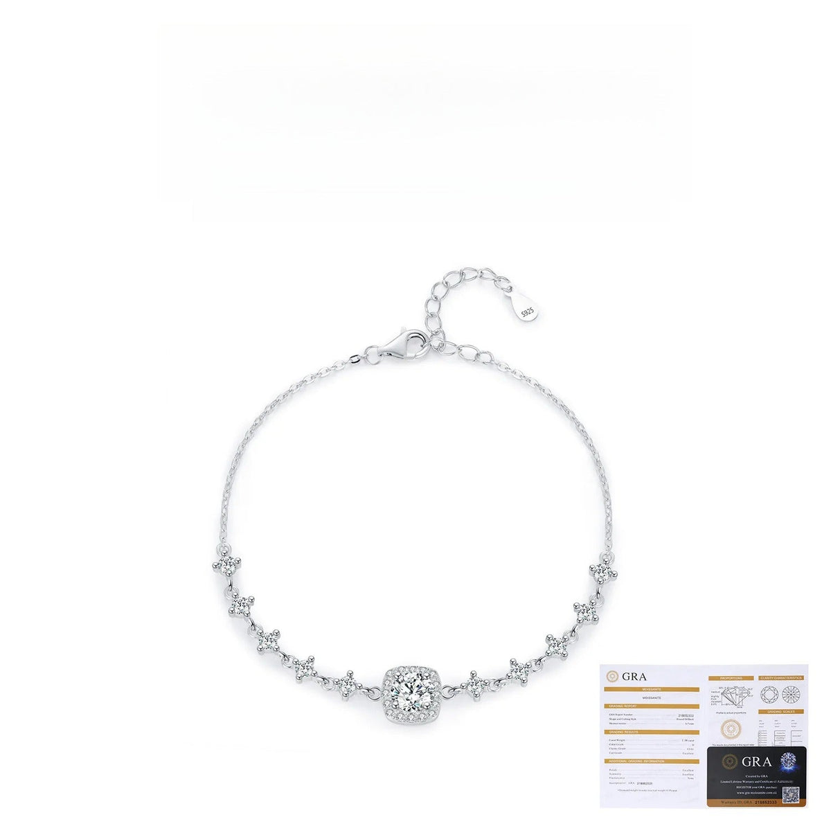 Geometric Square D-Color VVS1 Moissanite Bracelet in Sterling Silver