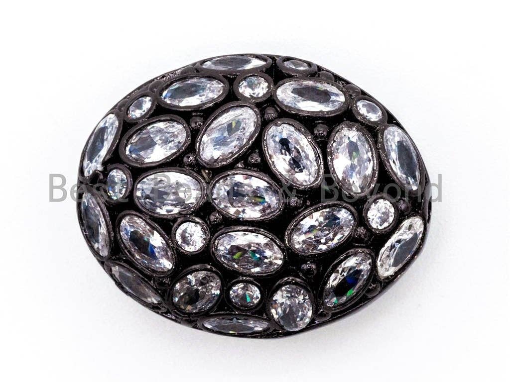 25mm/18mm CZ Micro Pave Large Oval Spacer Beads Diamond Crystal for Bracelet/Necklace, Cubic Zirconia Large Space Beads, 1pc, sku#G303