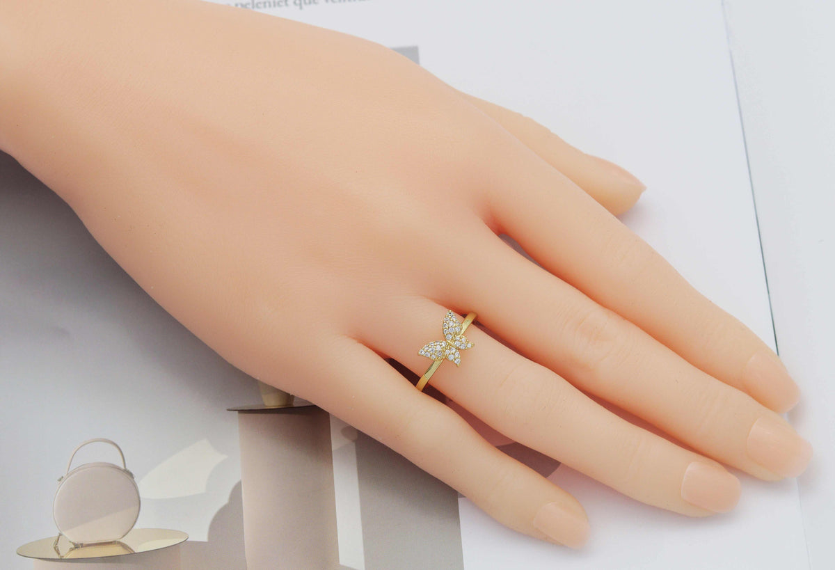 CZ Butterfly Adjustable Ring, Sku#LD225