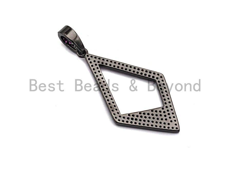 CZ Micro Pave Hollow out Rhombus Shape Pendant, Rhombus Frame Shape Pendant Charm, Earrings Necklace Bracelets Making Charm,20x45mm, sku #X4