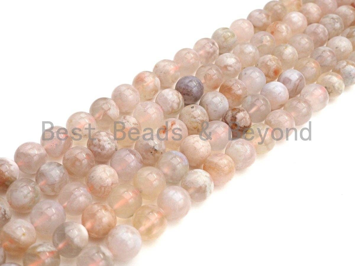 High Quality Cherry Blossom Agate beads, 8mm/10mm Round Natural Pink Flower agate Beads, 16" Full strand, sku#UA56