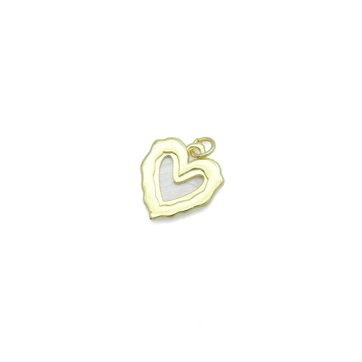White Pearl Textured edge Heart Frame Charm Pendant,Sku#LK1217