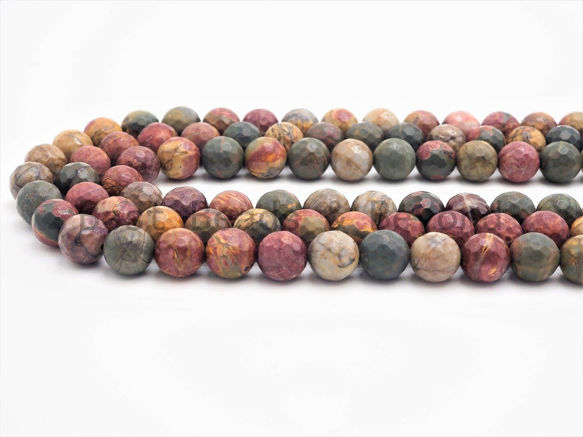 Natural Faceted Round Red Picasso Jasper beads, SKU#U387