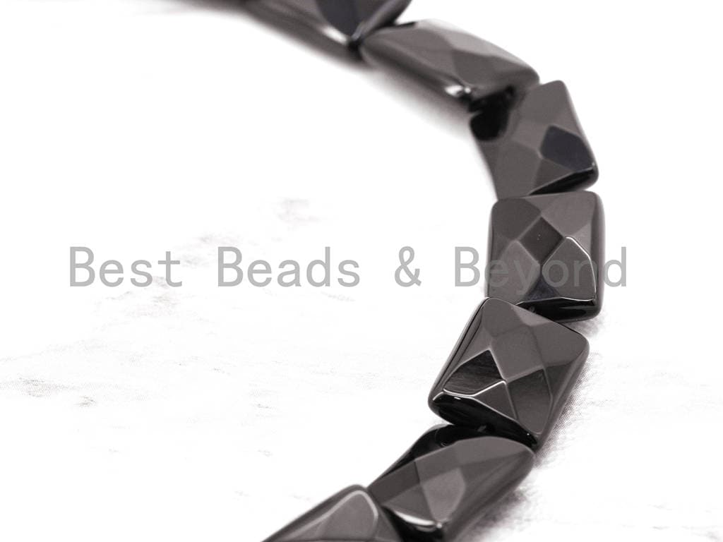 High quality Faceted Rectangle Shaped Black Onyx Natural Stone Beads, Gemstones Beads, Rectangular Beads,15.5" Full Strand, SKU#Q17