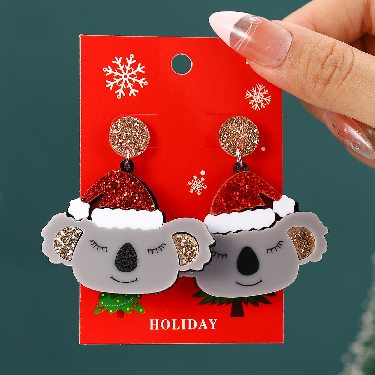 European And American Cross-Border Hot Selling New Christmas Pendant Earrings Cartoon Diamond Alloy Material Christmas Earrings Series Wholesale