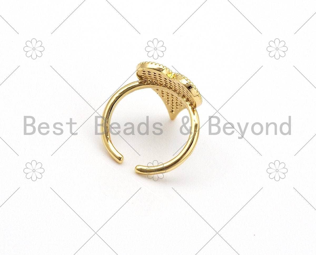 CZ Big Heart Shape Adjustable Ring, Sku#X233