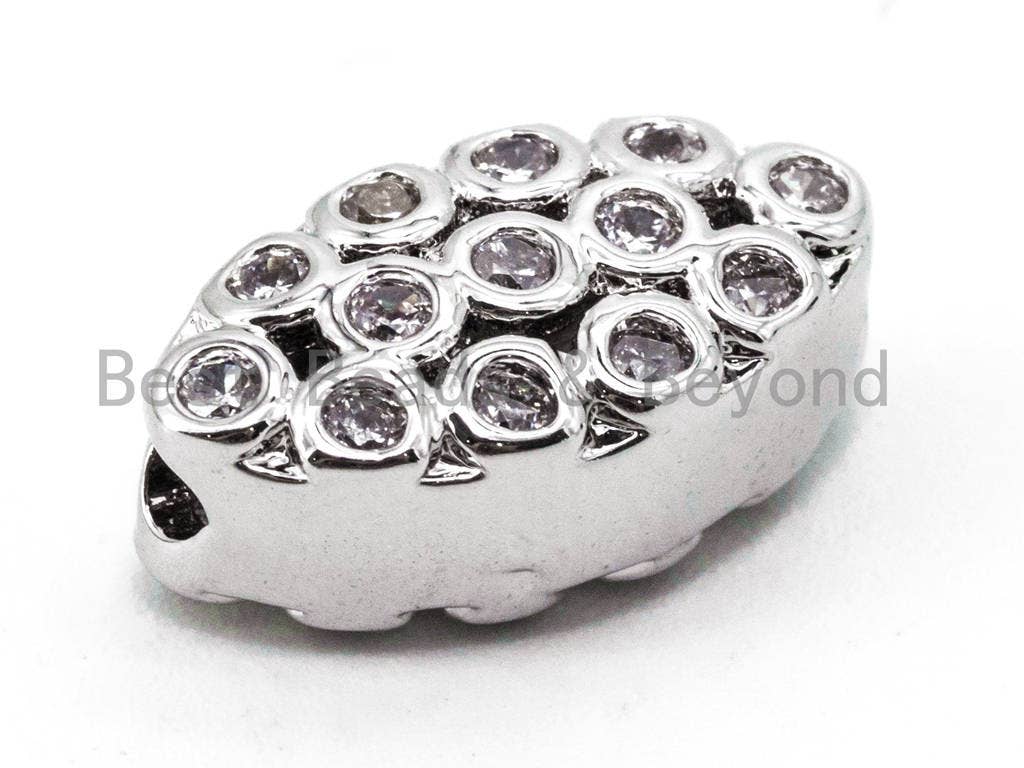 CZ Micro Pave Oval Beads with Clear Crystal for Bracelet/Necklace, Cubic Zirconia Spacer Beads, CZ Pave Charms, 7x13x5mm,sku#G280